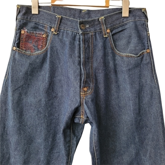 High Waist Wide Leg Button Fly  Embroidered  Jeans Size W30 L31 Designer… - Picture 4 of 12